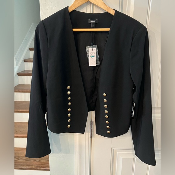 Express Women’s Black Military Button Blazer Jacket Size Large NWT - Picture 6 of 7
